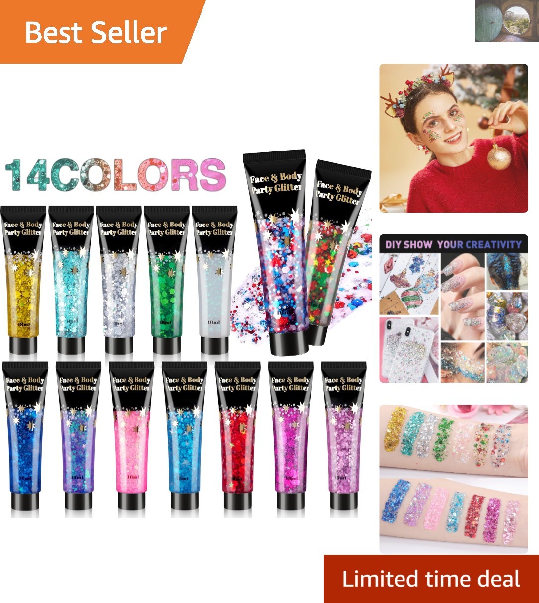 Glow in The Dark Festival Body & Face Glitter – 14 Shades for Dazzling Looks
