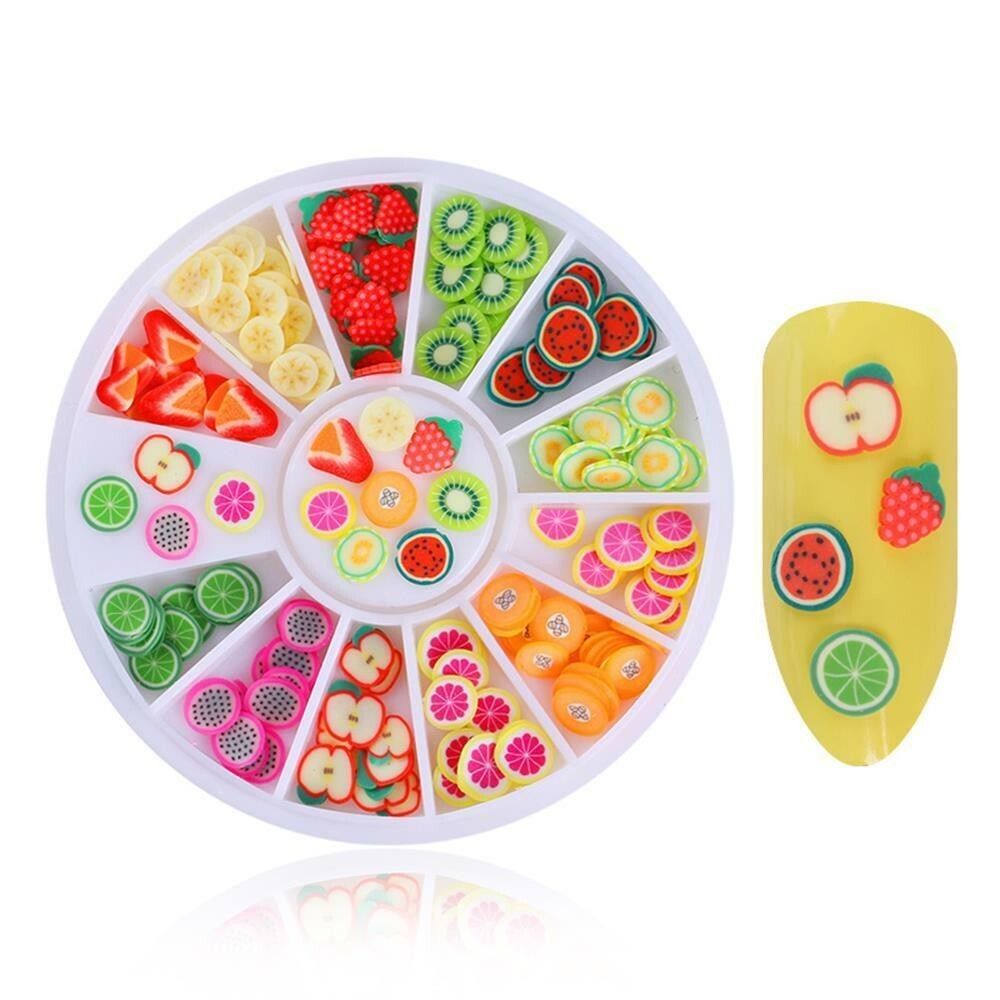 3D Nail Art Decoration Fruit Slices Shape Fimo Rhinestones UV Gel Builder Tips