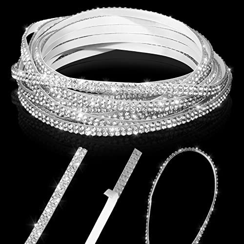 32.8Ft Bling Car Trim Self Adhesive Glitter Crystal Rhinestone 32.8 ft White