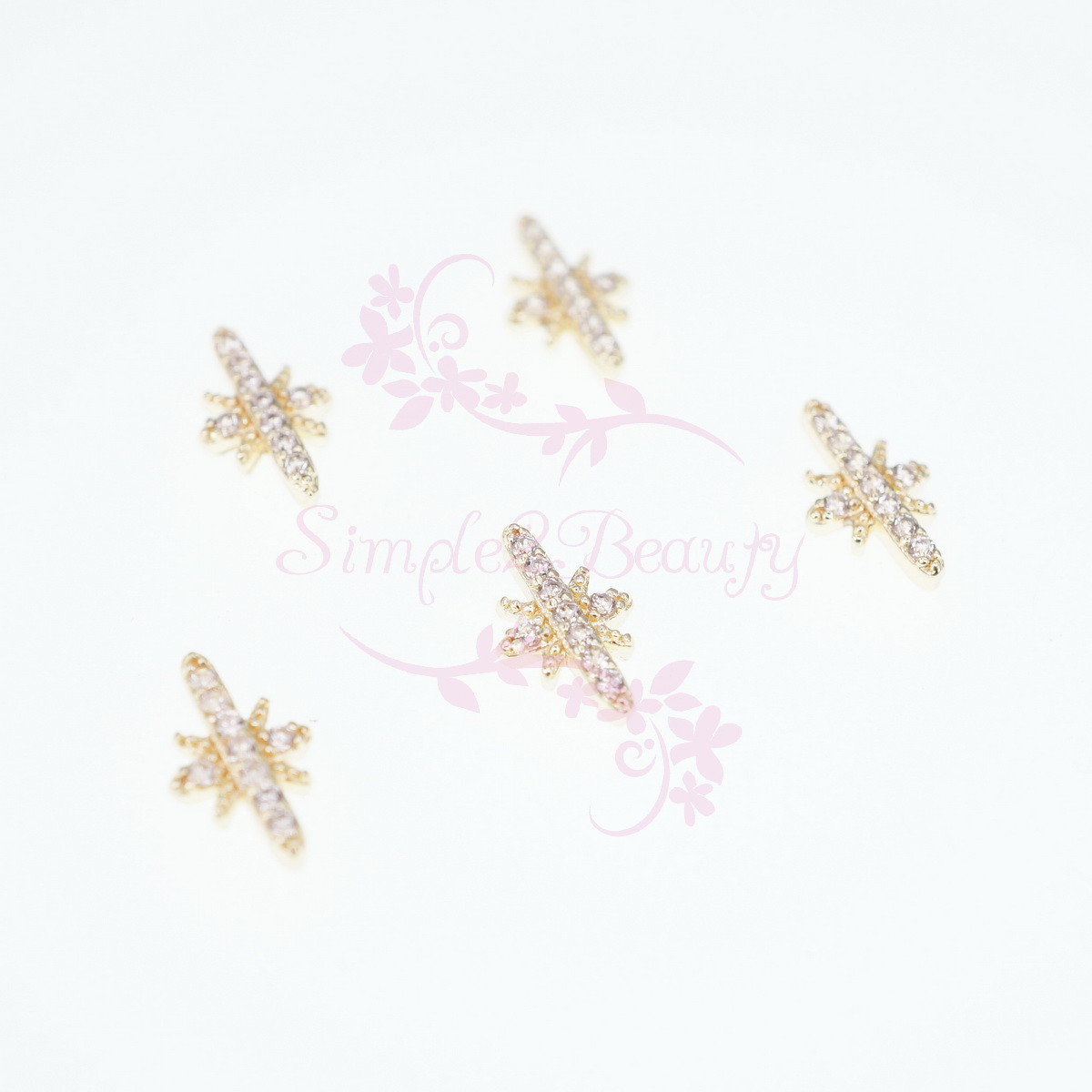 5 Micro Pave Zircon Crystal Star Light Metal Charms Japanese Style Nail Art DIY