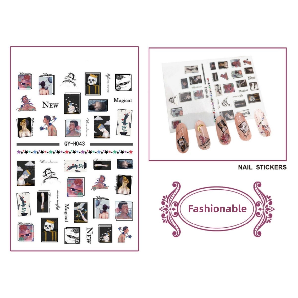 Graffiti Fun Nail Art Stickers Self-Adhesive Minimalist Design Nail Decorations