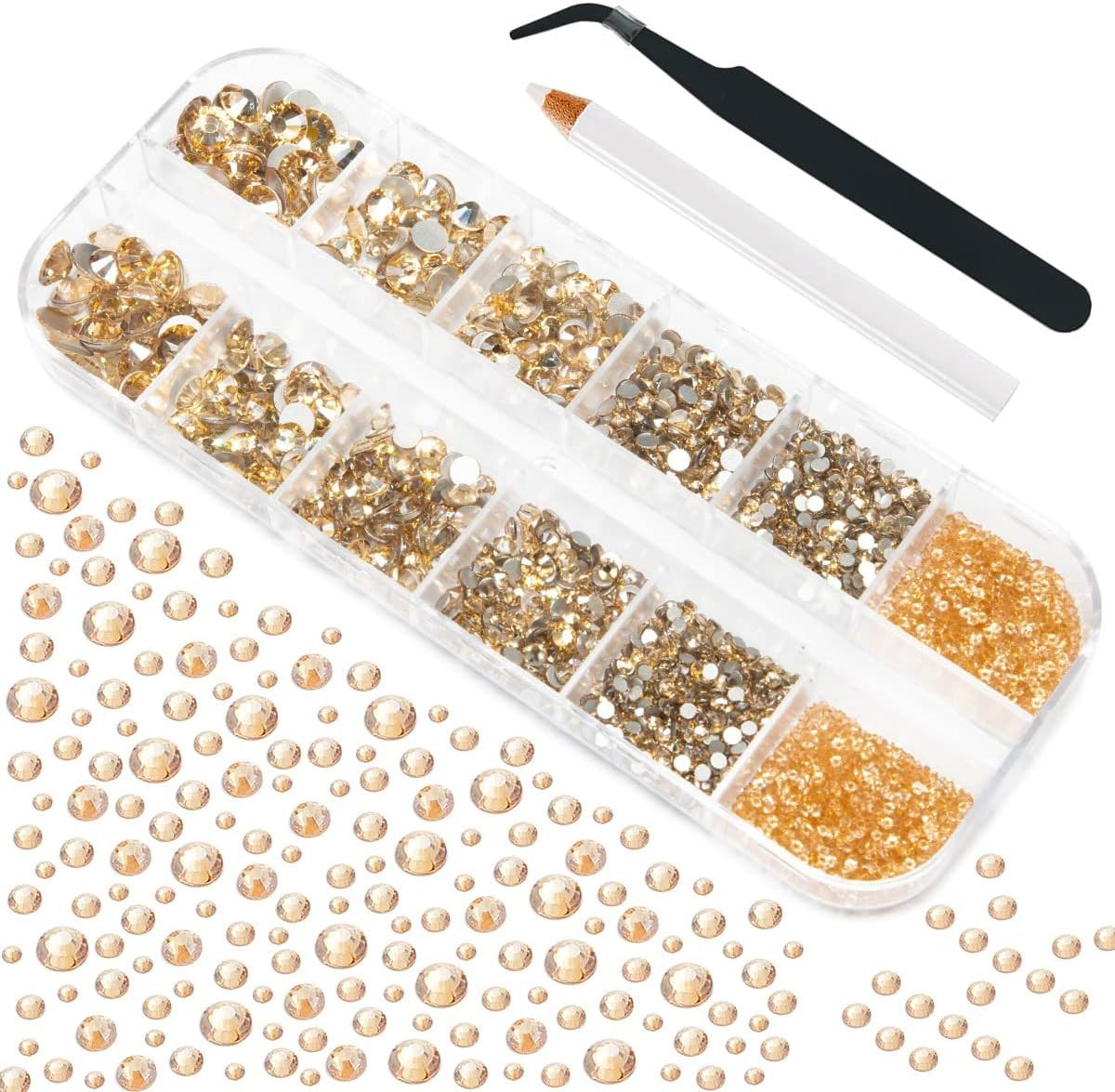 2550Pcs Crystal AB Nail Art Flatback Rhinestones Charms for Face Makeup, White A