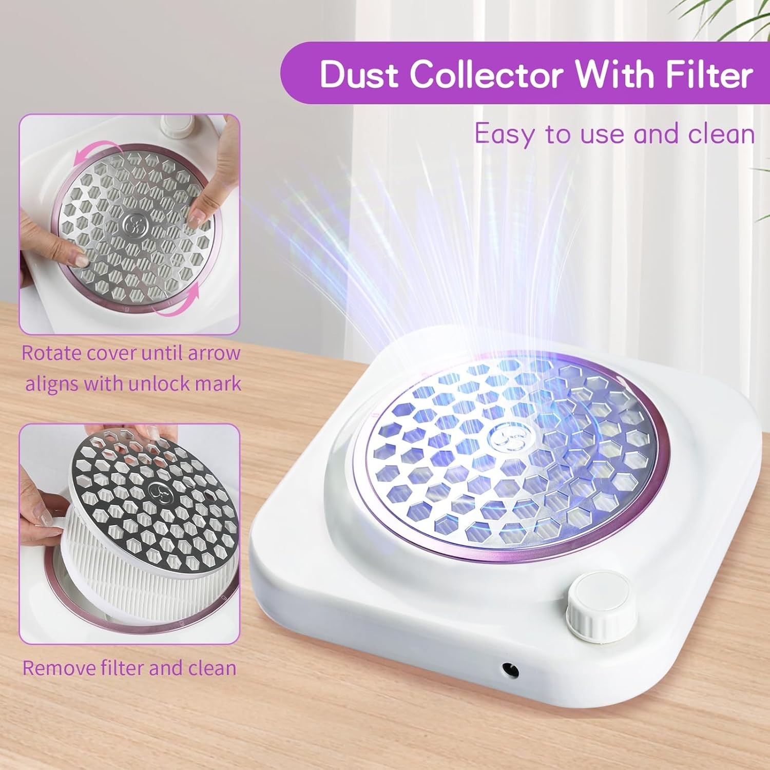 Nail Dust Collector Vacuum With Adjustable Speed Rotary 48w Powerful Dust Col…