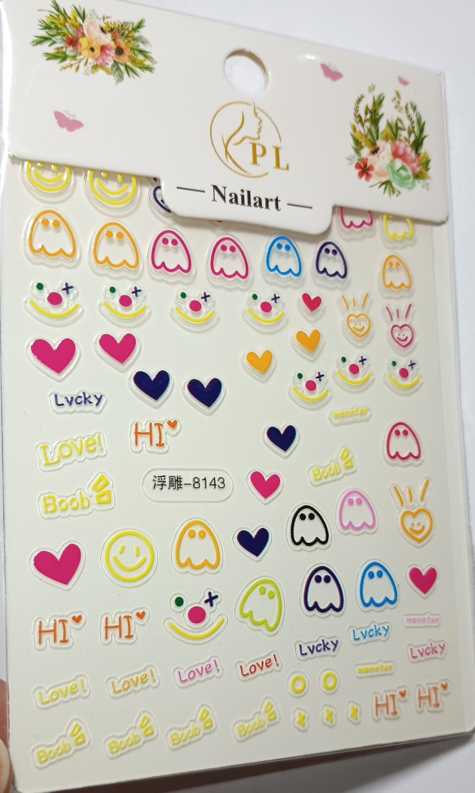 5D Embossed Art Nails Face Phone Stickers Women Girls Nail Art Decoration DIY