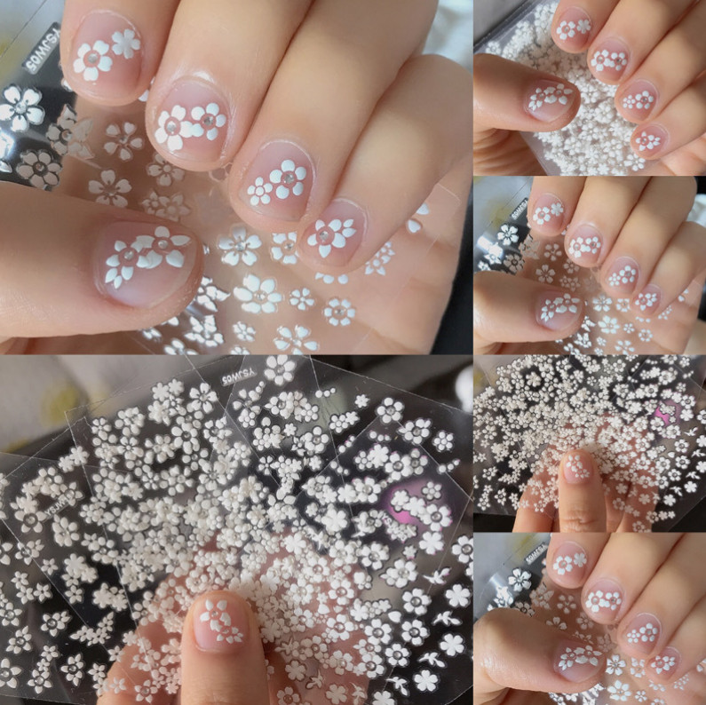 30Sheets Nail Stickers Flowers Rhinestone Self Adhesive Nail Art Decoration NH9