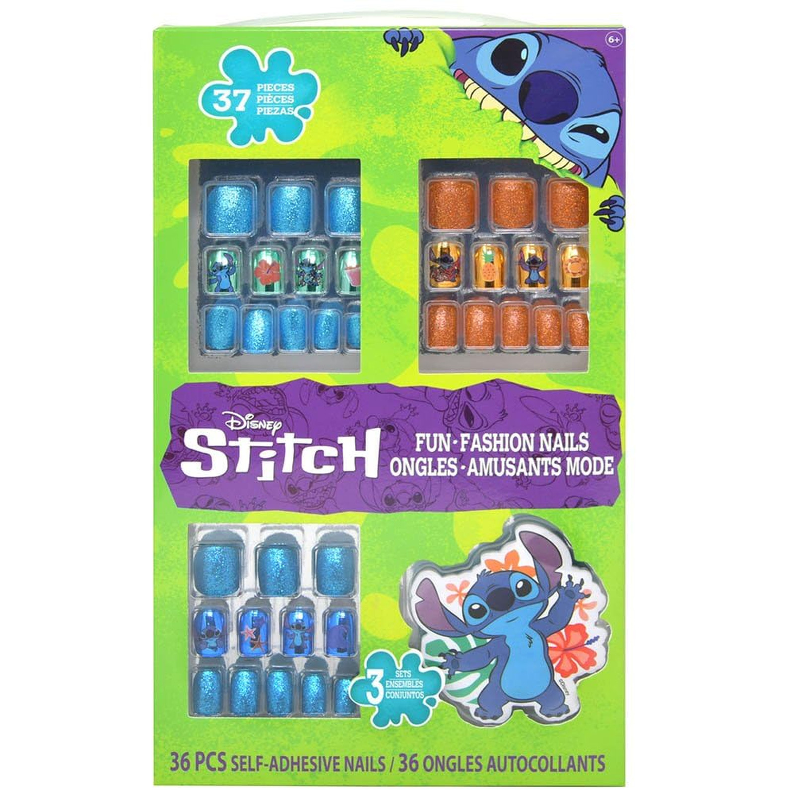 Stitch Nail Art Stickers Set with 36 Press-On Nails Kids Kids, Birthday