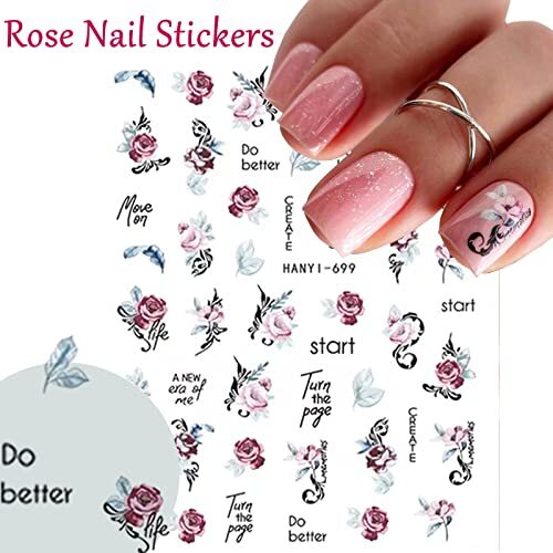 9 Sheets Flower Nail Art Stickers Decals 3D Self-Adhesive Nail Stickers 03