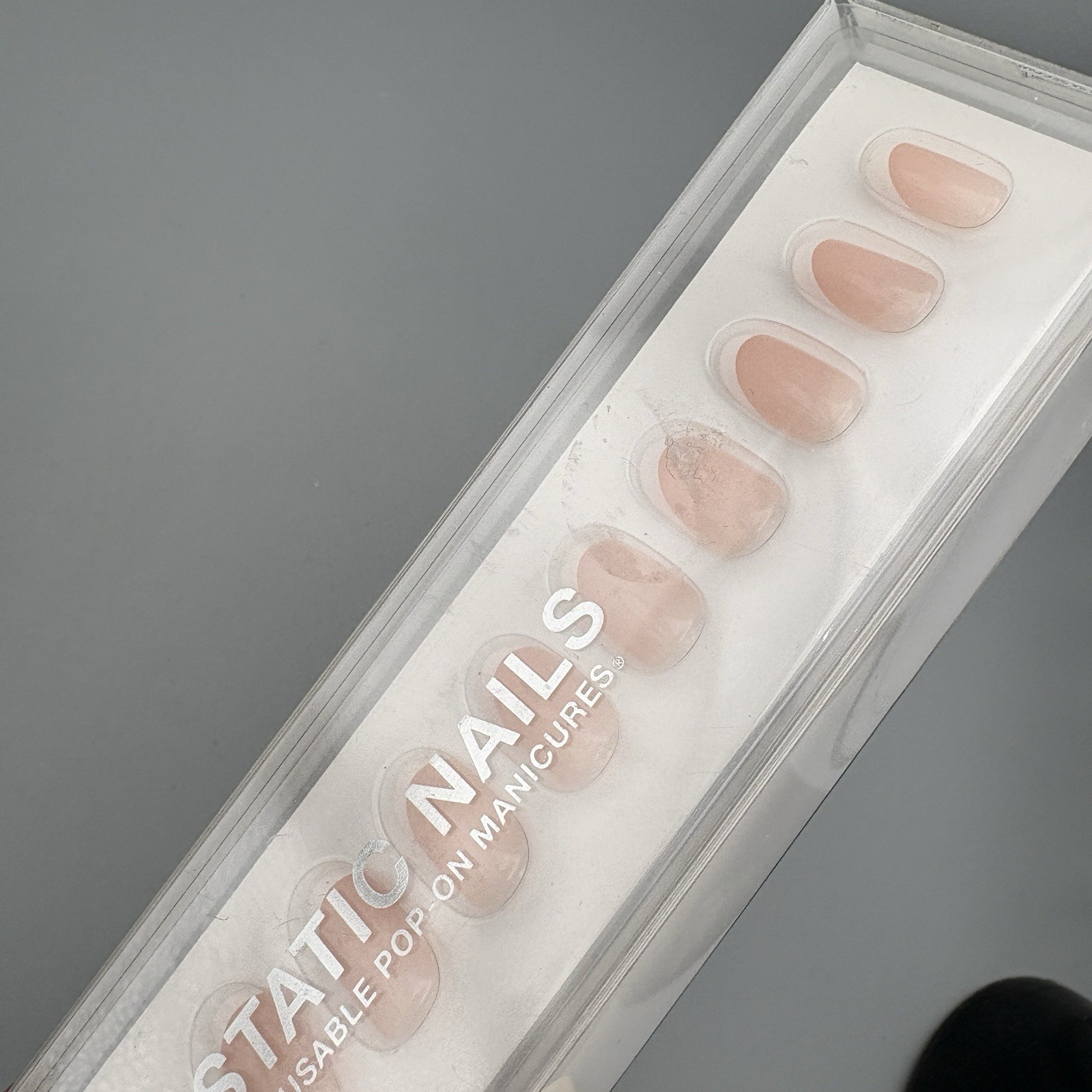 Static Nails Reusable Pop-On Manicure Curved French Round *Free Ship*