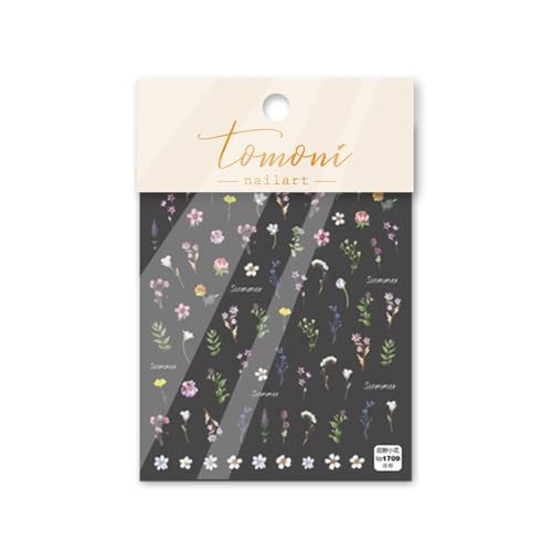 1Pcs Little Wild Flower Nail Stickers Small Daisy Nail Decals 5D Color1