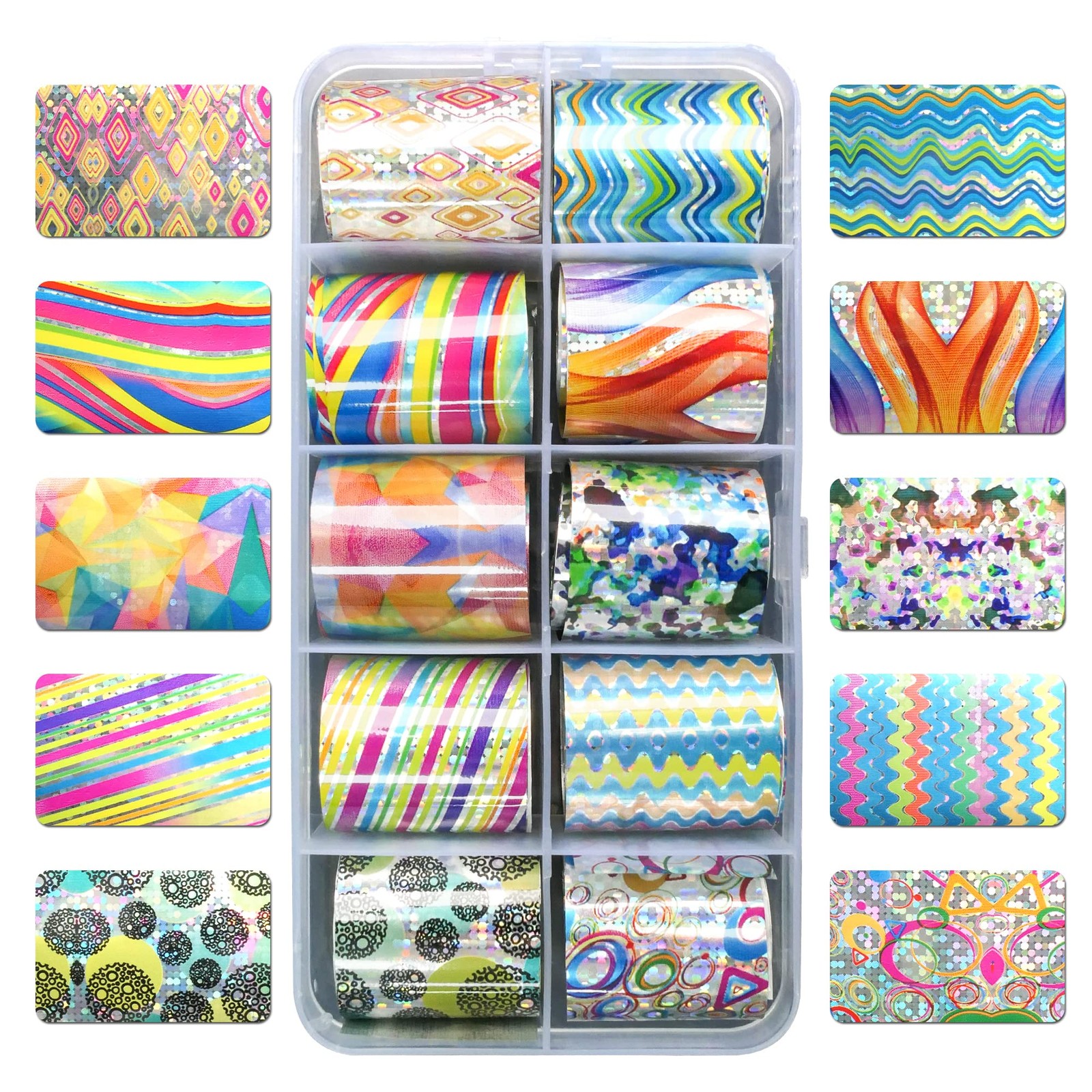AddFavor 30 Roll Nail Foil Transfer Sheets Holographic Colorful Multicolor