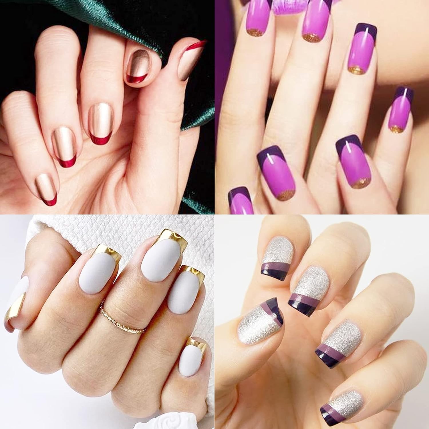 36 Sheets 1860 Pcs French Tip Nail Guides, Self-Adhesive French V-Shaped Moon…