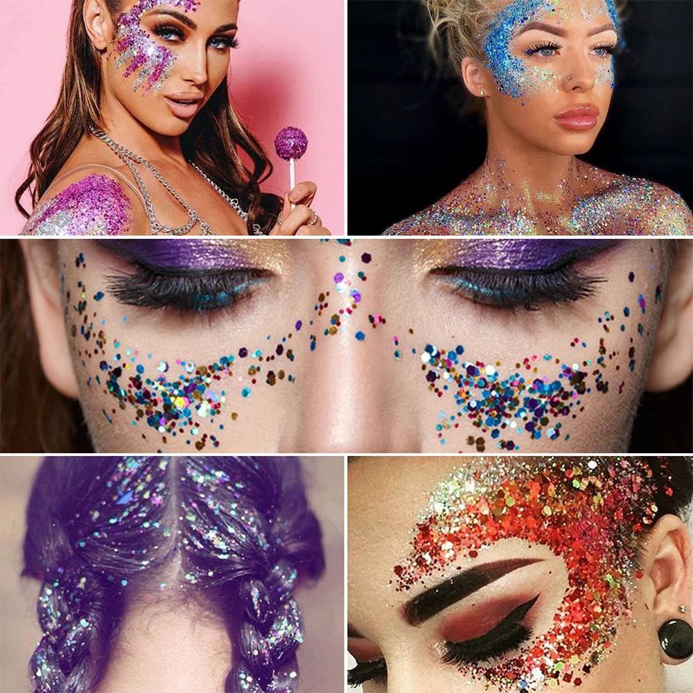 12 Color Face Glitter Makeup Body Glitter Gel Holographic for Bar Festival Party