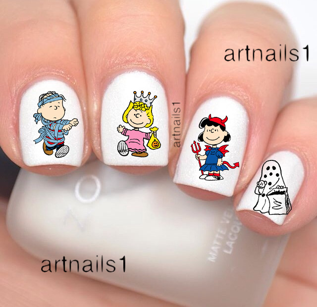 Halloween Costume Charlie Brown Nail Art Stickers Ghost Decals Lucy Salon Polish