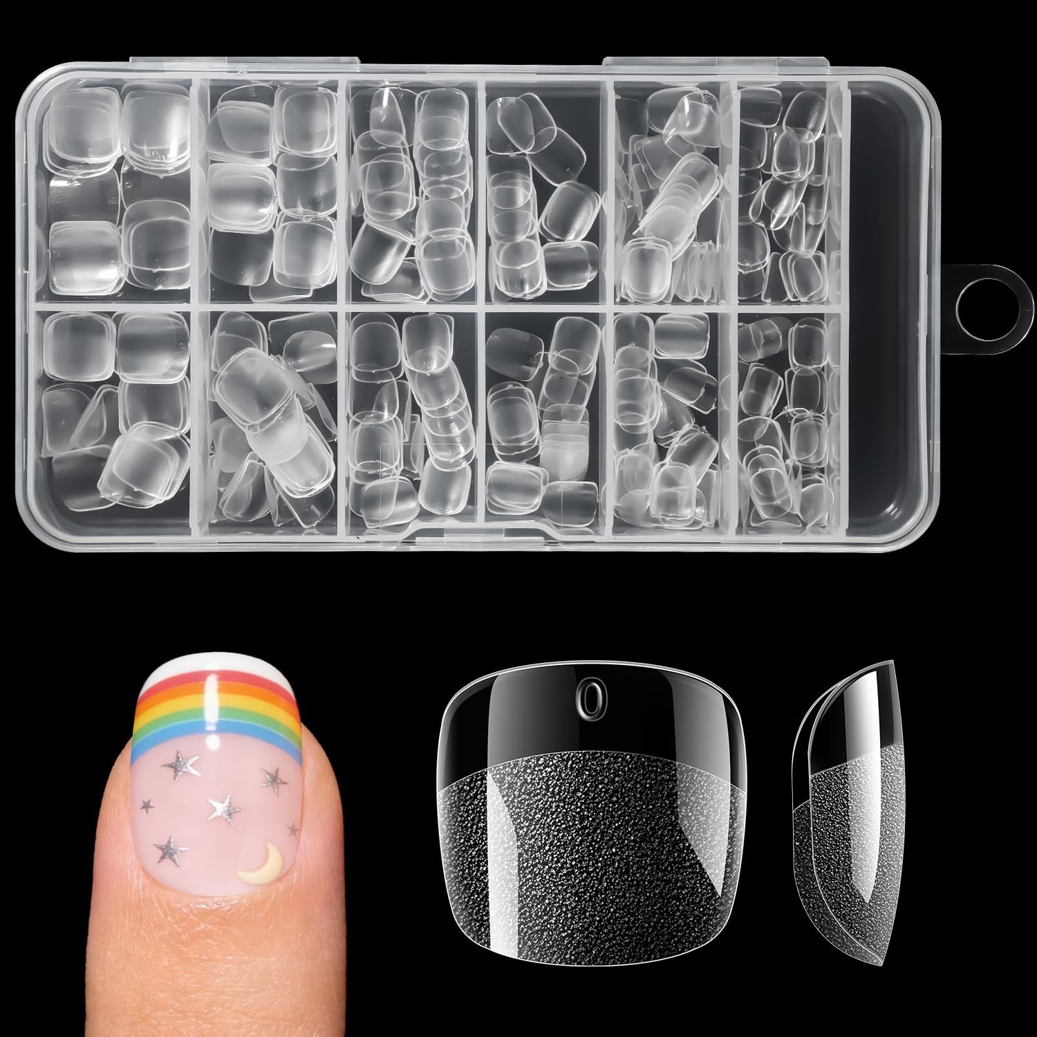 Kids Fake Nails – 240PCS 10 Sizes Squared Oval Half Matte Full Cover Acrylic …
