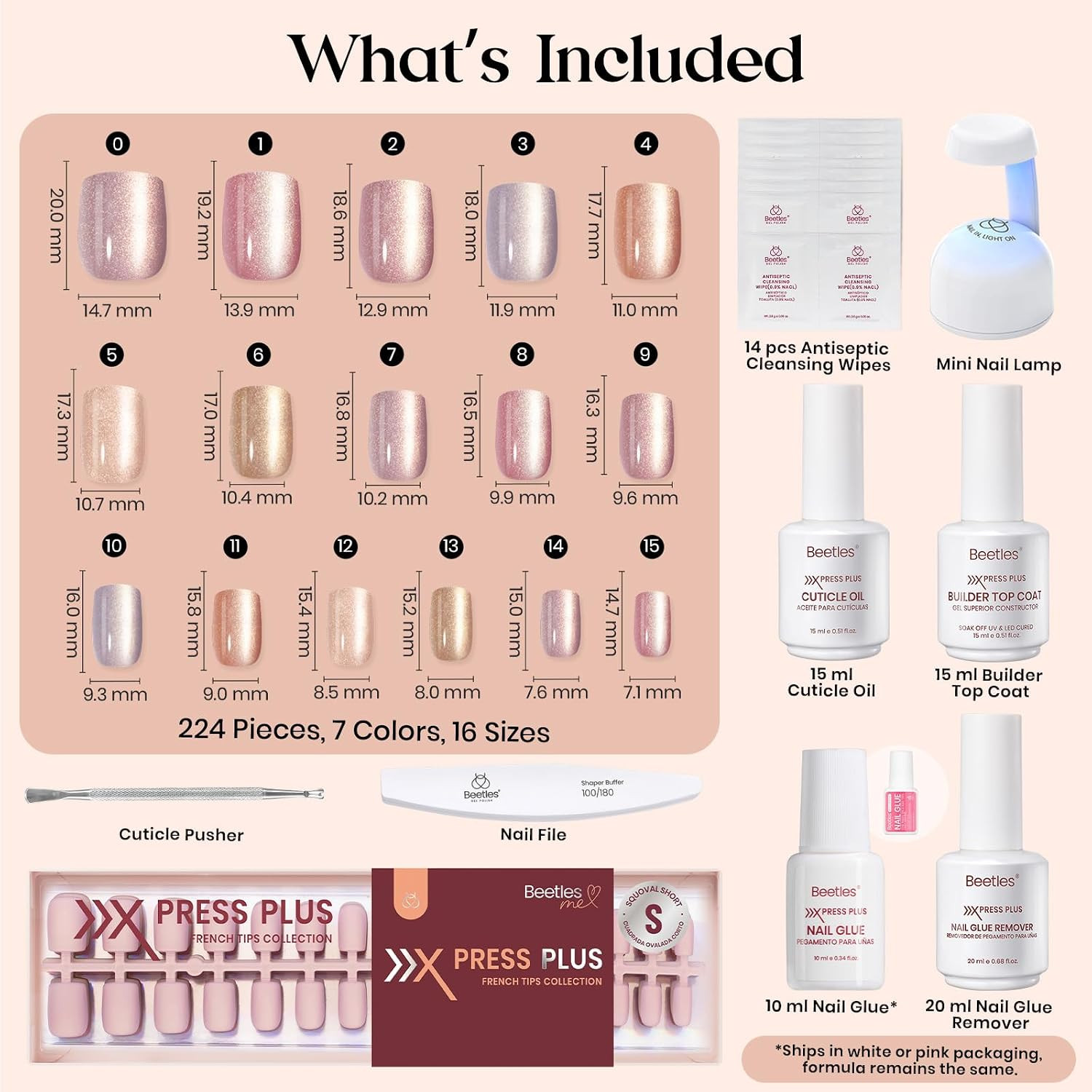 X Press plus Gel Nails Kit – Candy Nova | 7 Colors Nude Cat Eye Press on Nails S