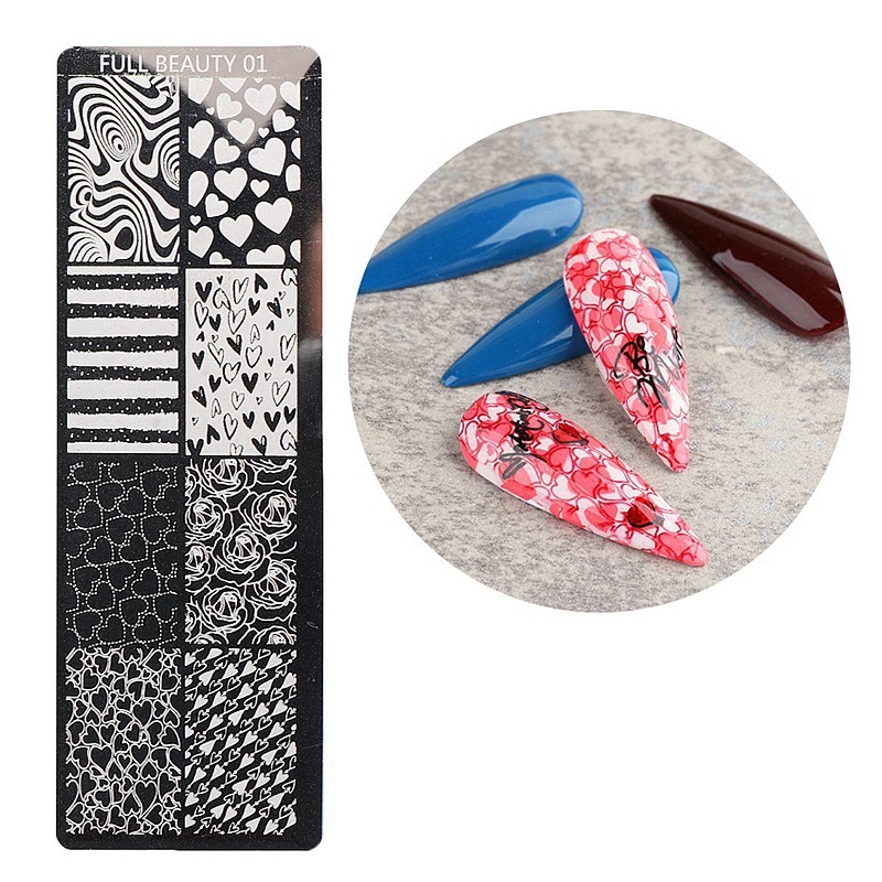 Heart Valentine’s Day Nail Metal Stamping Plates Sweet Heart Stripes