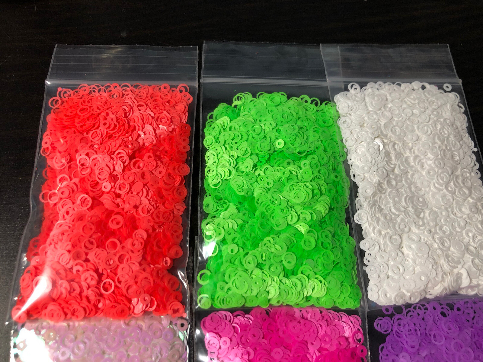 Neon Iridescent Pink HOLLOW CIRCLE Epoxy Resin Nail Art Face Festival Craft 1oz