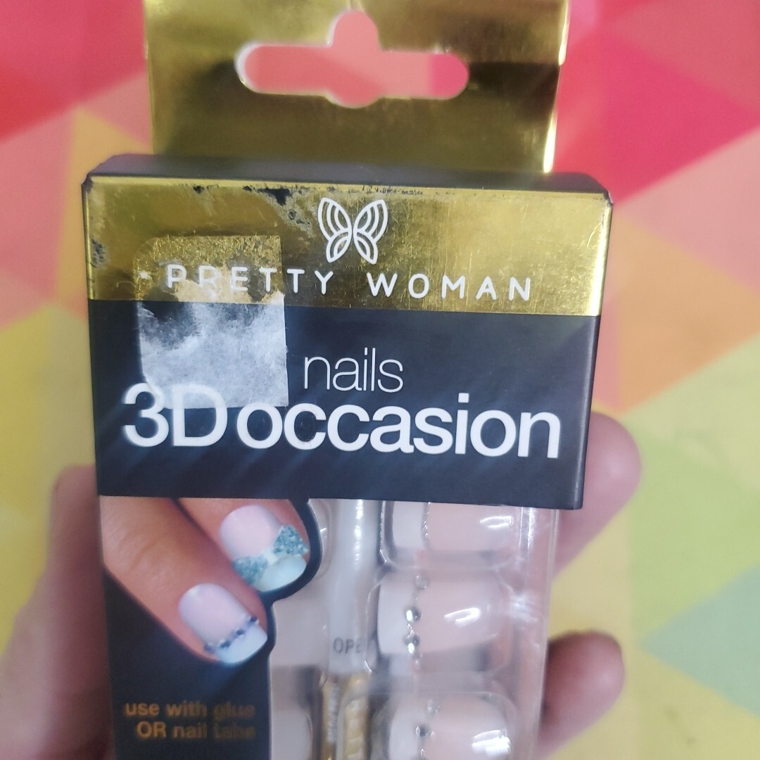 Pretty Woman 3D Occassion Nails ~ French Manicure W/Rhinestones (PW3D715) NEW!