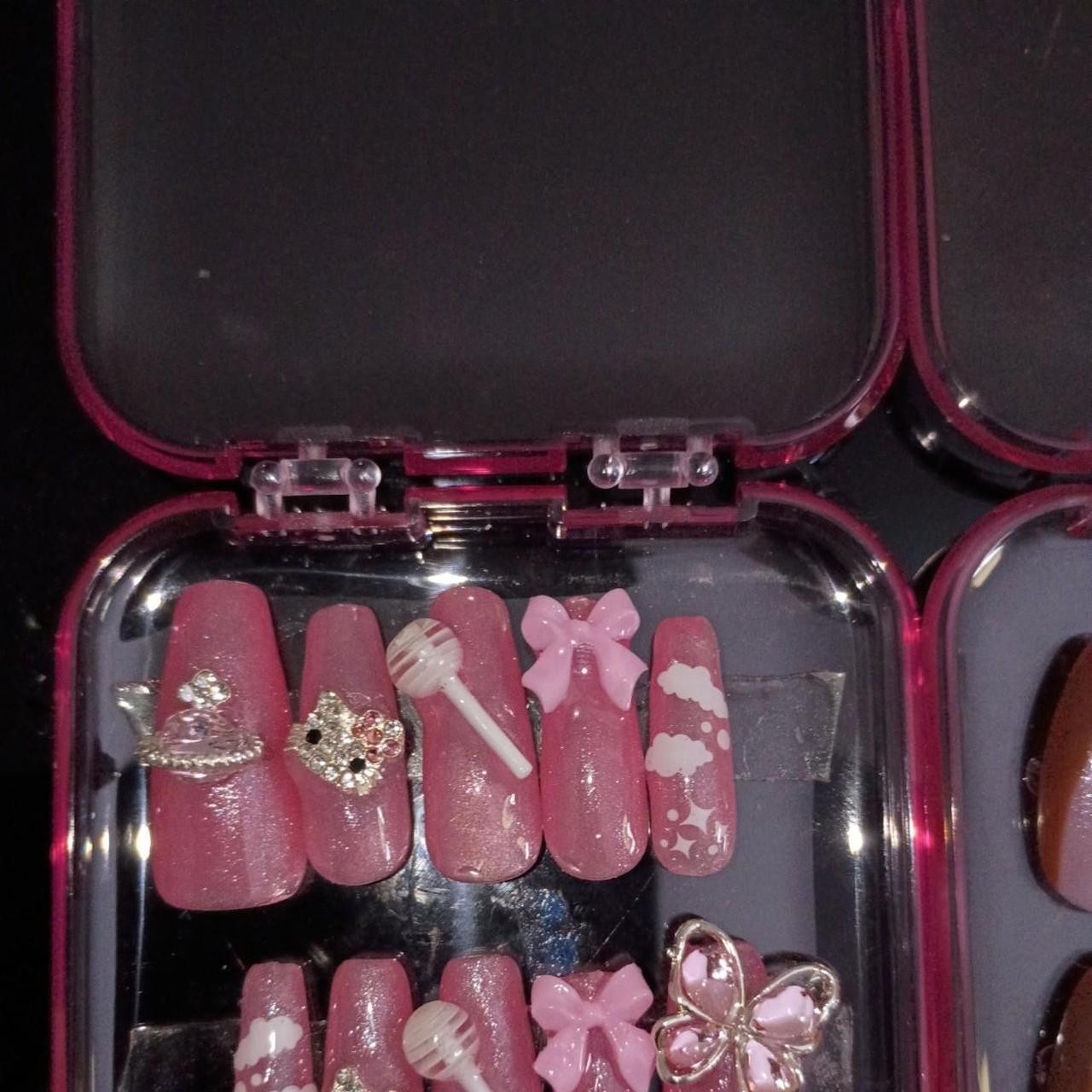 Long Coffin Hellokitty themed Press-On Nails Acrylic Full Cover