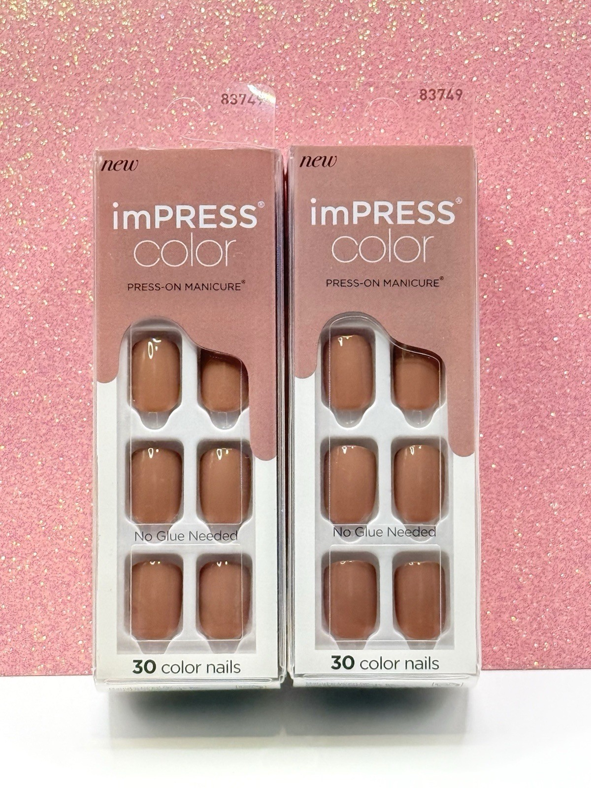 Kiss imPRESS No Glue Press-On Nails Manicure Short Color 010 Sandbox Lot Of 2