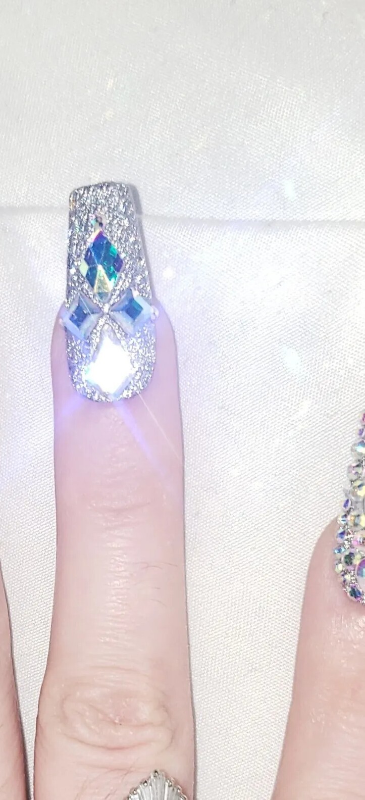 Handmade Bling Luxury Press On nails. Long coffin.Custom size,length avail