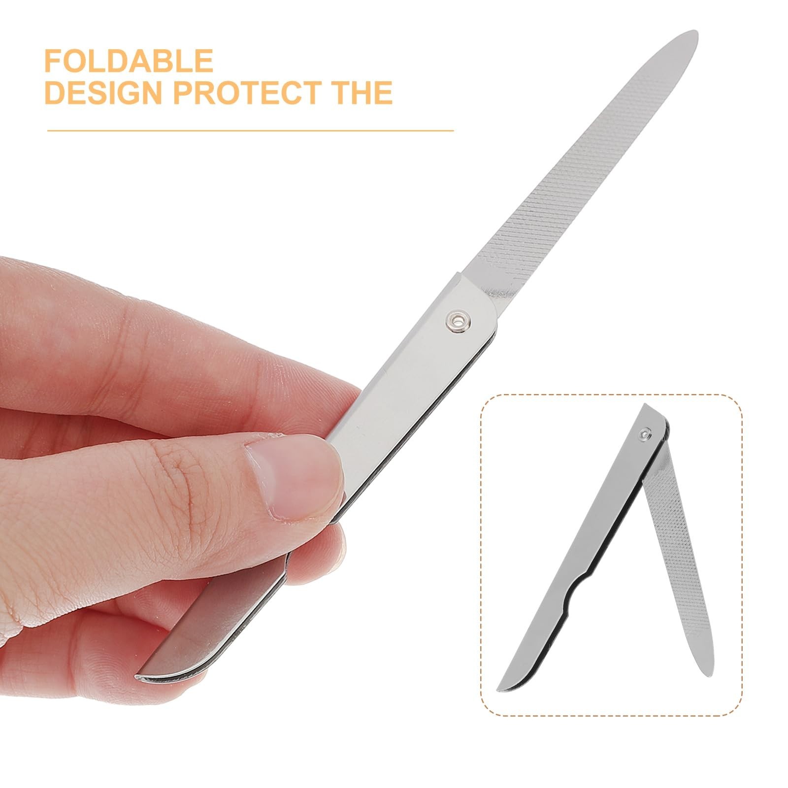 Lurrose 6pcs Folding Nail File: Foldable Stainless Steel Nail File for Salon …