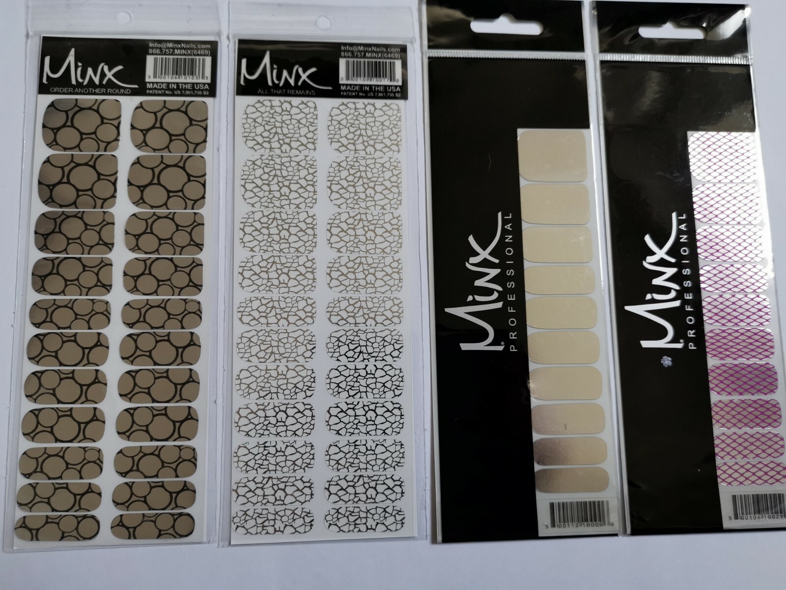Minx Nails-Foil Wraps Various Designs New Nail Art Chrome Mirror Silver Bundle 4