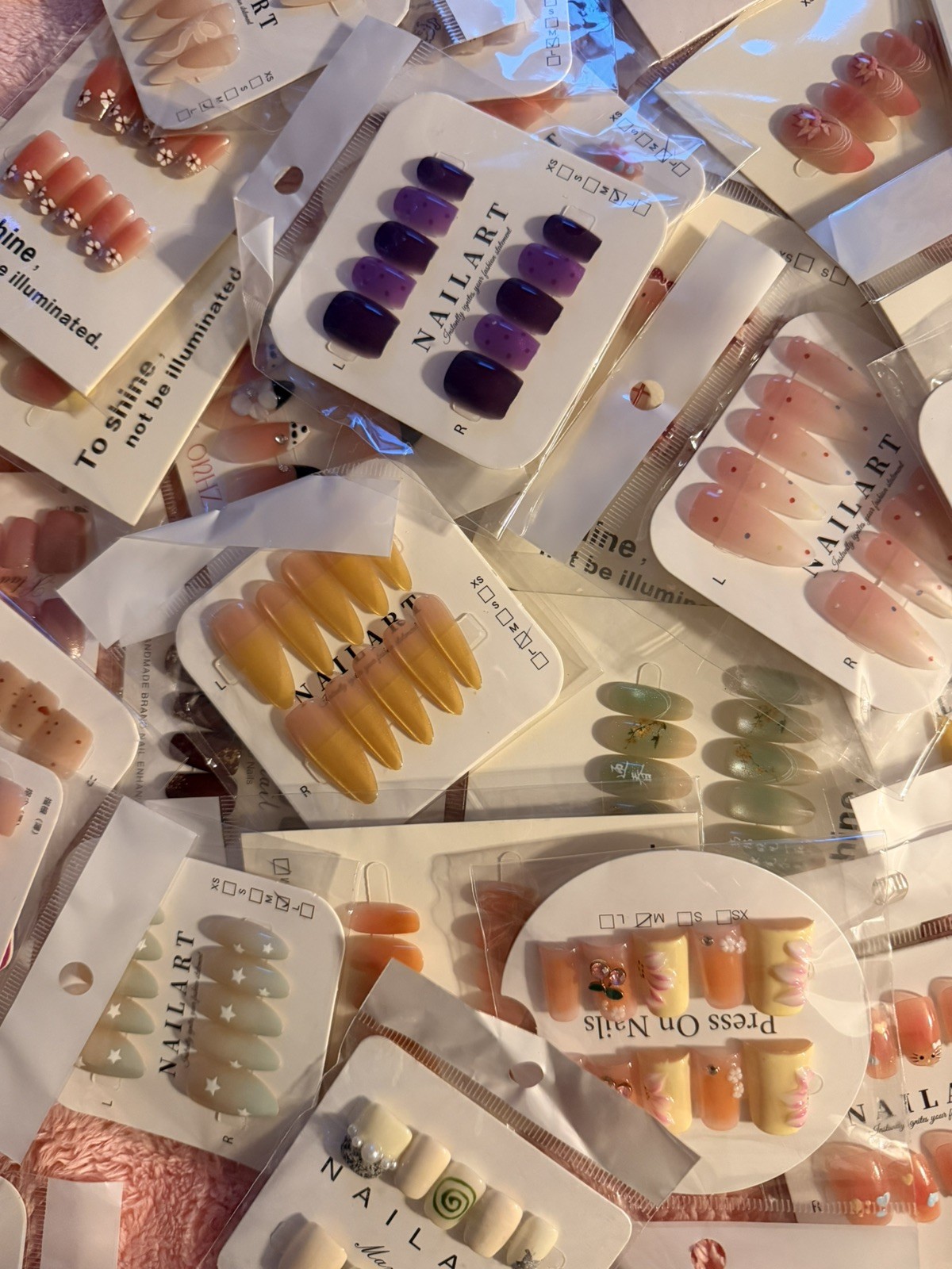 Size SMALL Press On Nail Sets Bulk Lot of 25 – – Random Mixed Styles