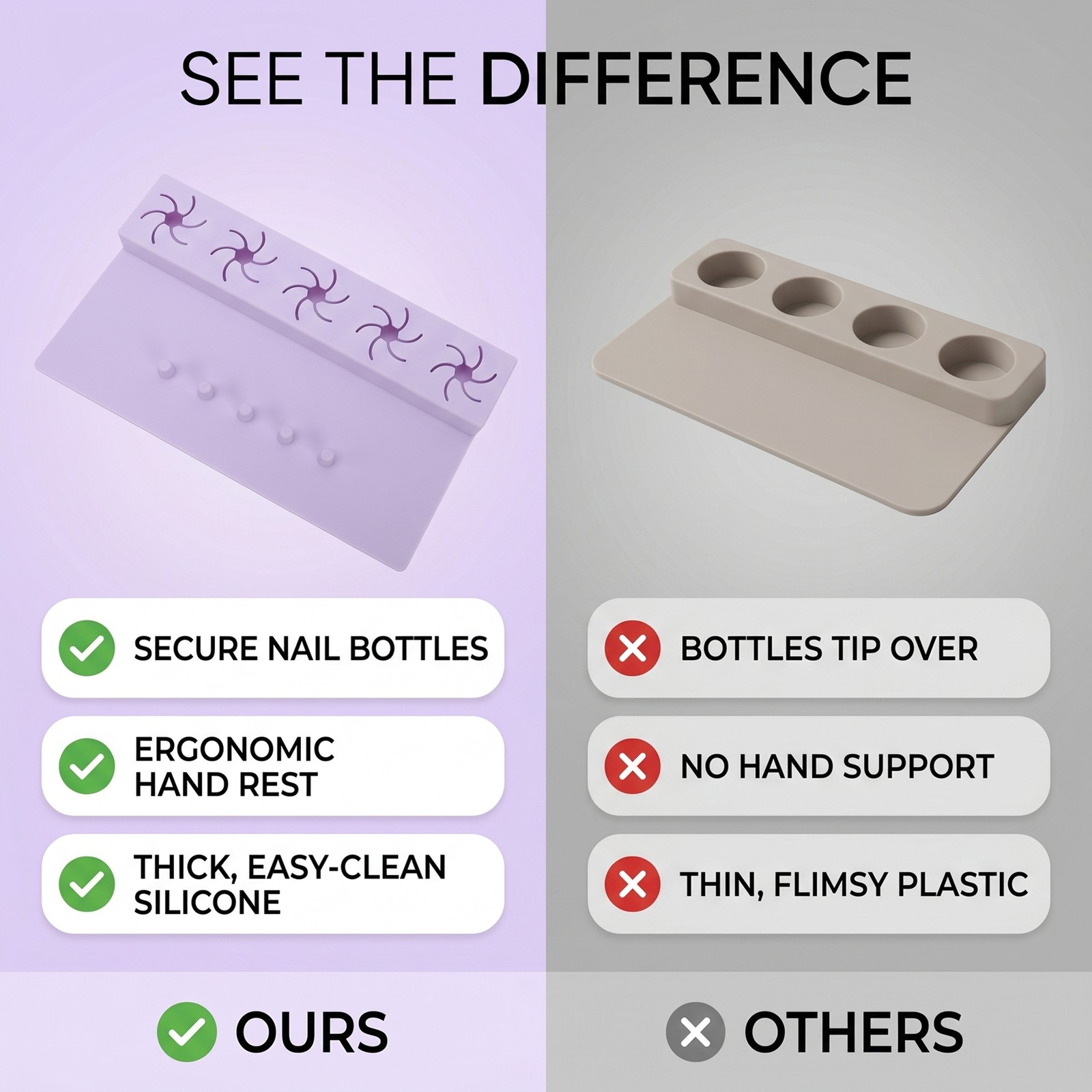 2 In 1 Silicone Nail Hand Rest Mat Anti Spill Holder For Home