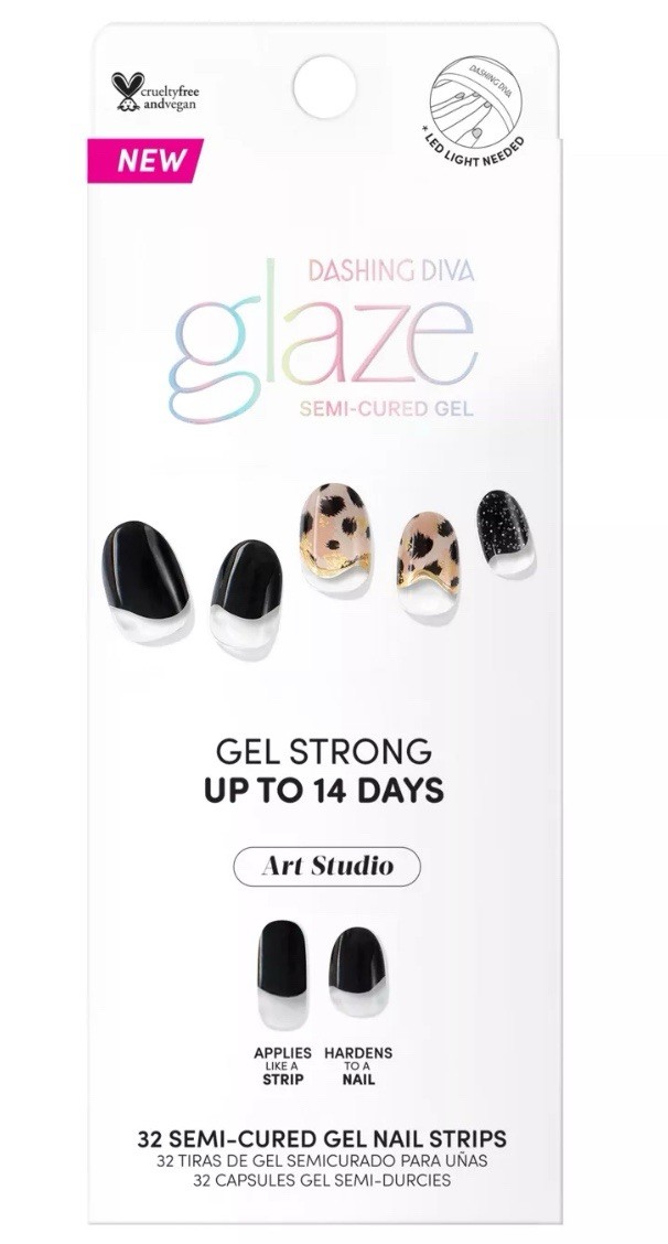 3 Pack Dashing Diva Glaze Semi-Cured Gel Nail Strips Lot of 3 32 Count in Each