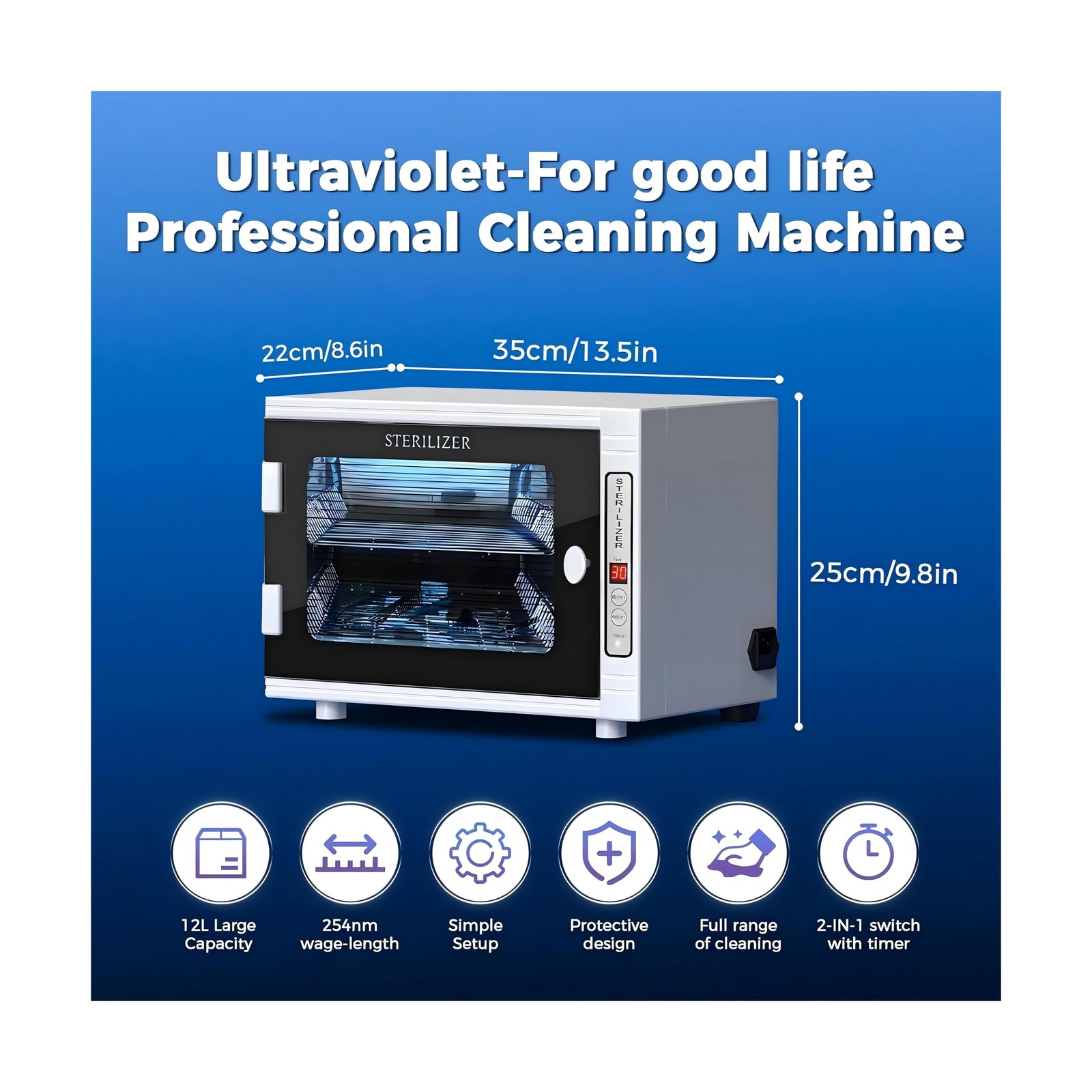 Smiledt Nail Tool Sterilizers UV 12L Lighting Autoclave Machine for Labs, Sal…