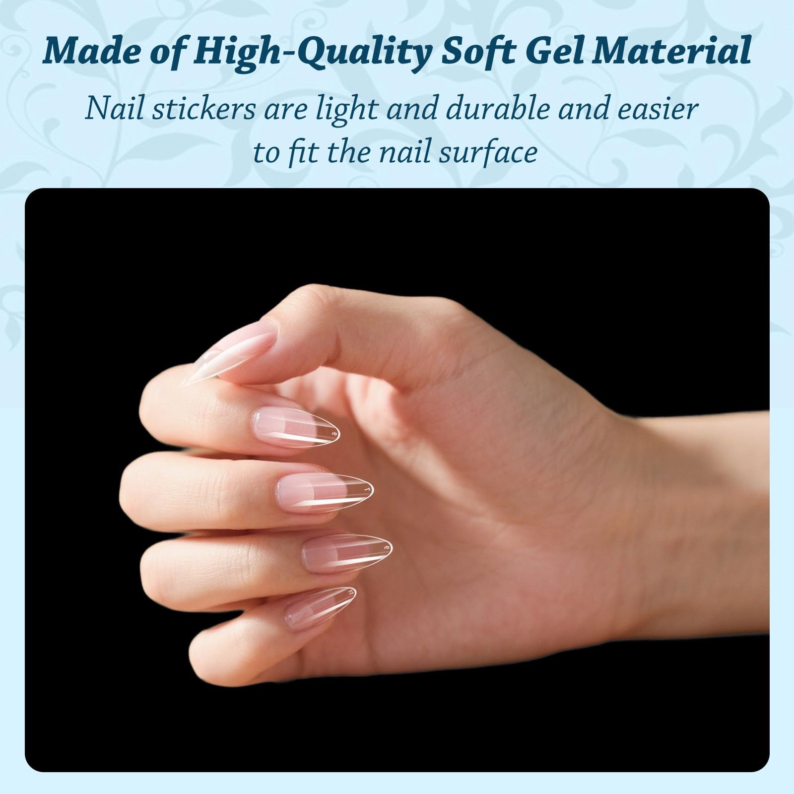Lsnisni Short Almond Nail Tips, 288PC Gel Acrylic 0-11, BS-14