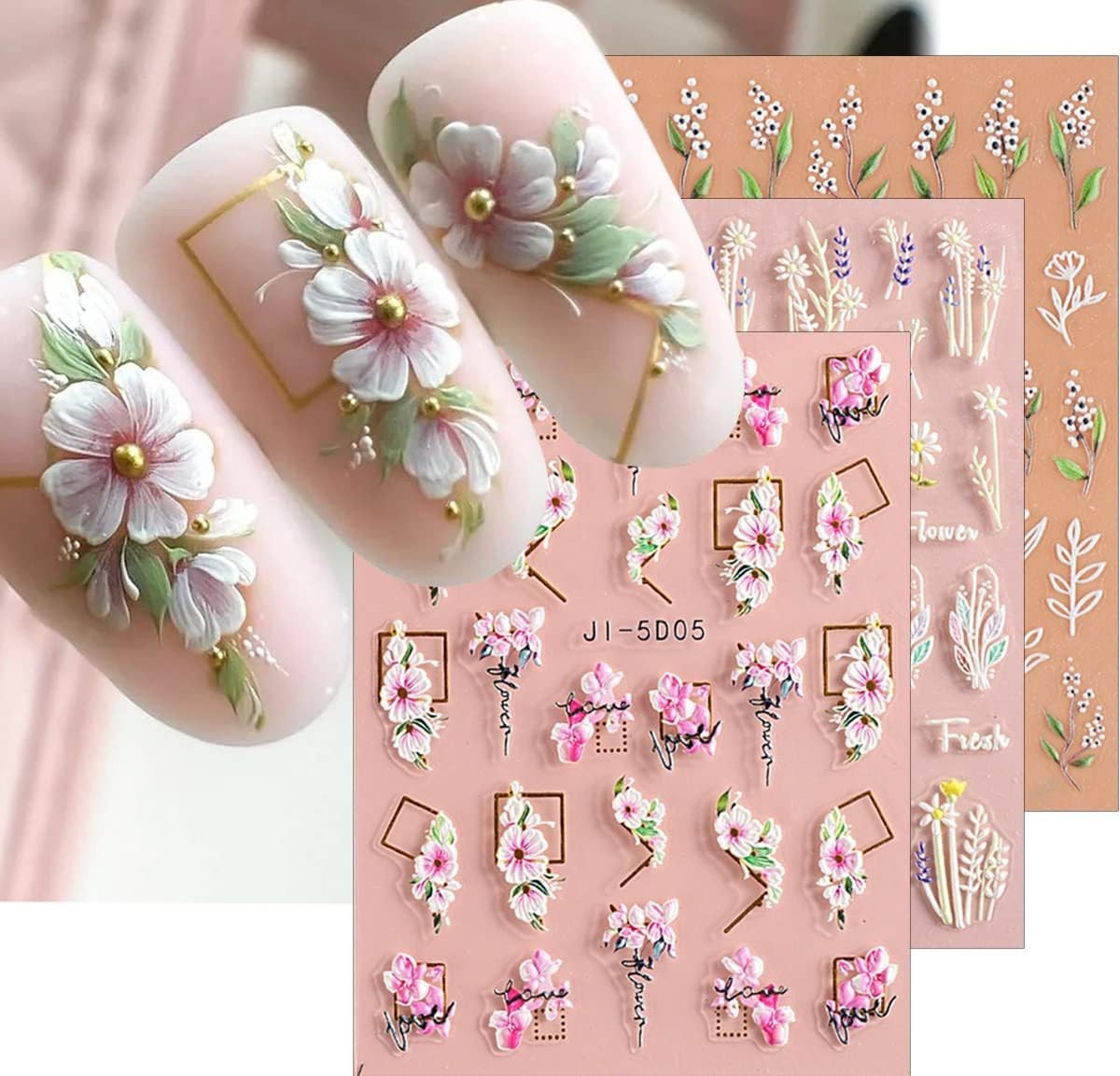 Waterproof 3D Flower Leaves Nail Stickers – Perfect Gift for Nail Lovers