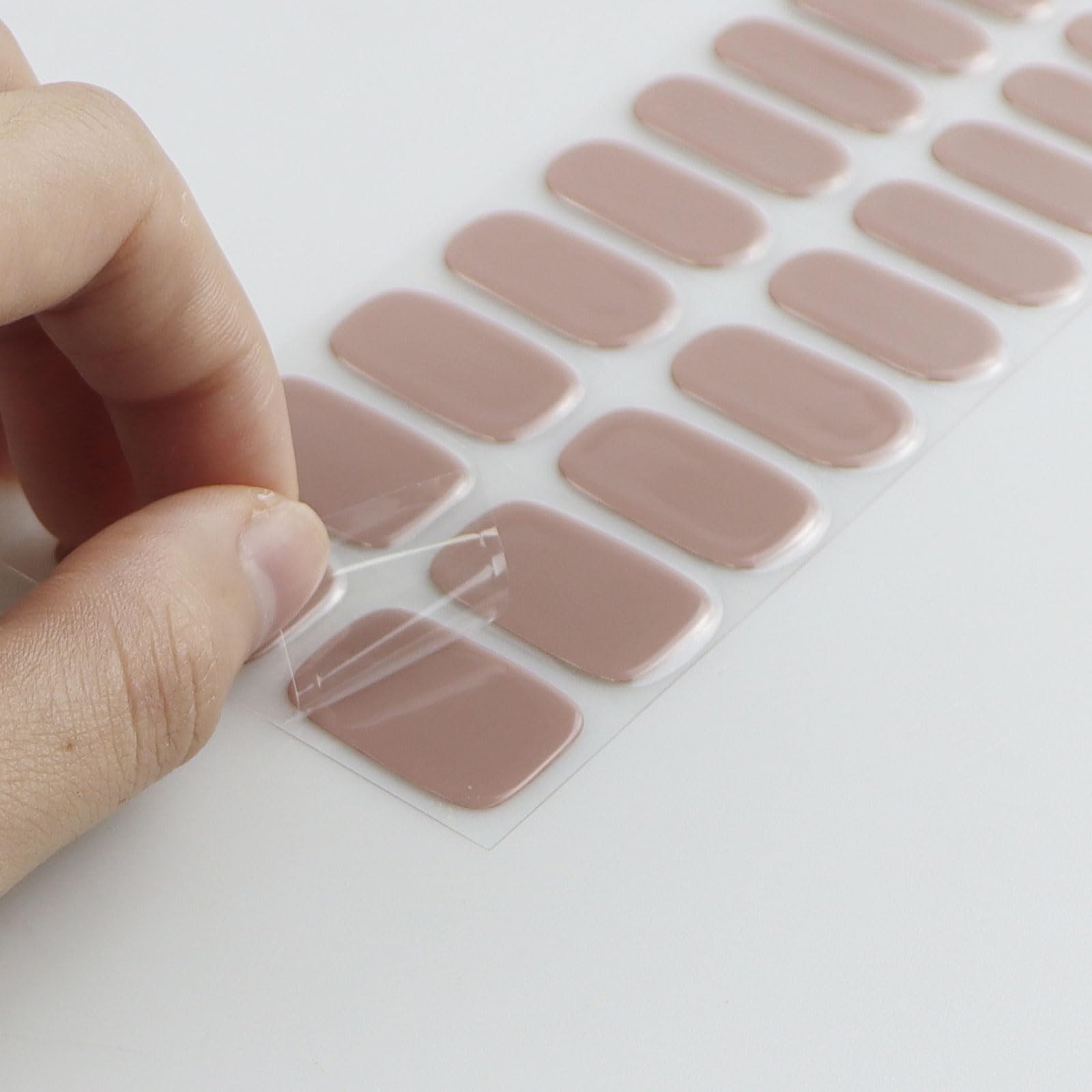 JMEOWIO Gel Nail Stickers Coffee Semi Cured Gel Nail Strips Wraps UV/LED Nail…