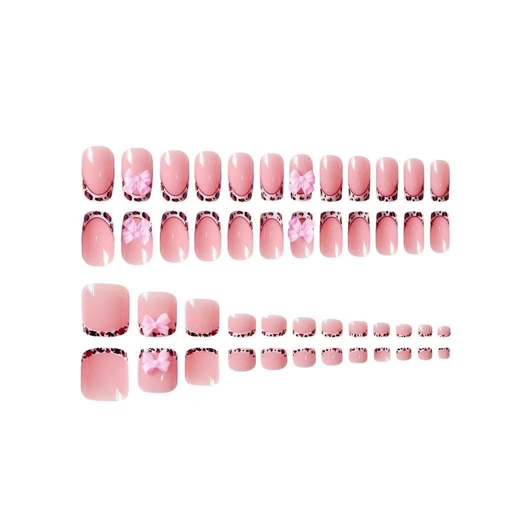 48 Pcs Square Press on Nails and Press on Toenails Set, French Tip False Toe …