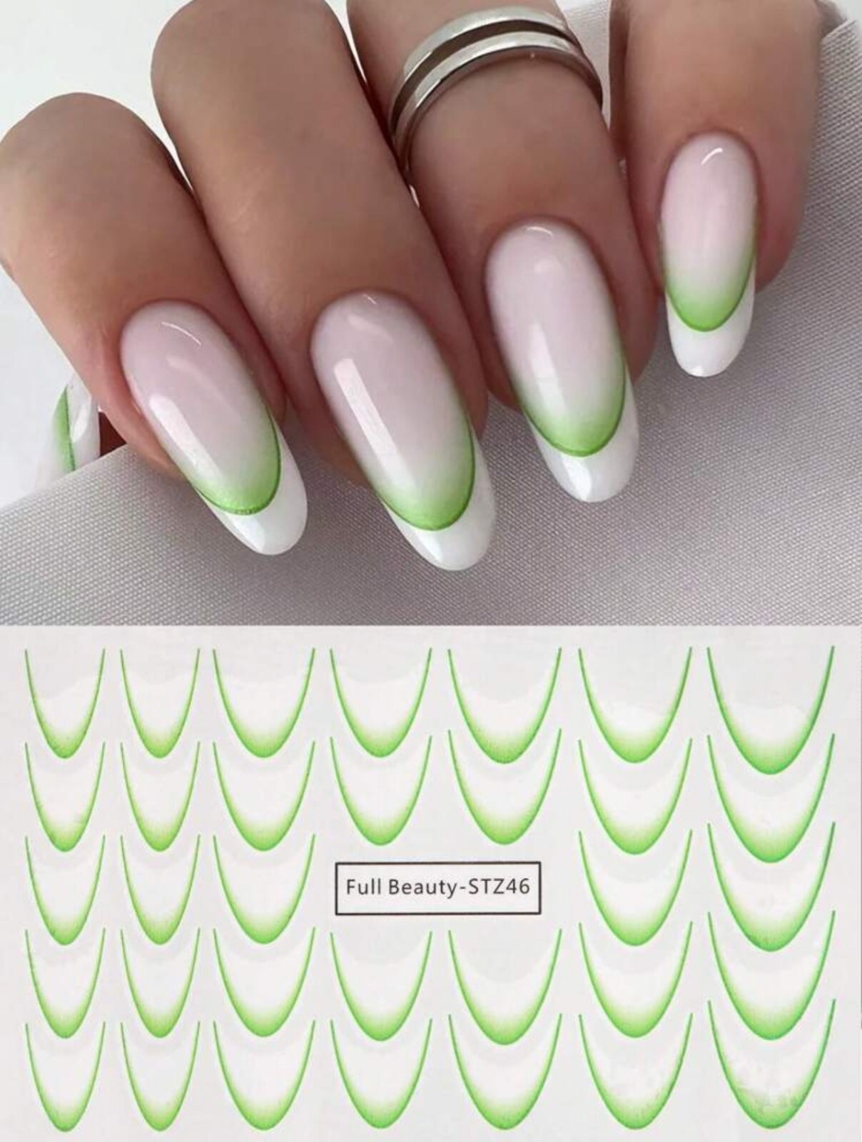 French Line Nail Art Water Decals Stickers Ombre Pink Black Blue Green Purple