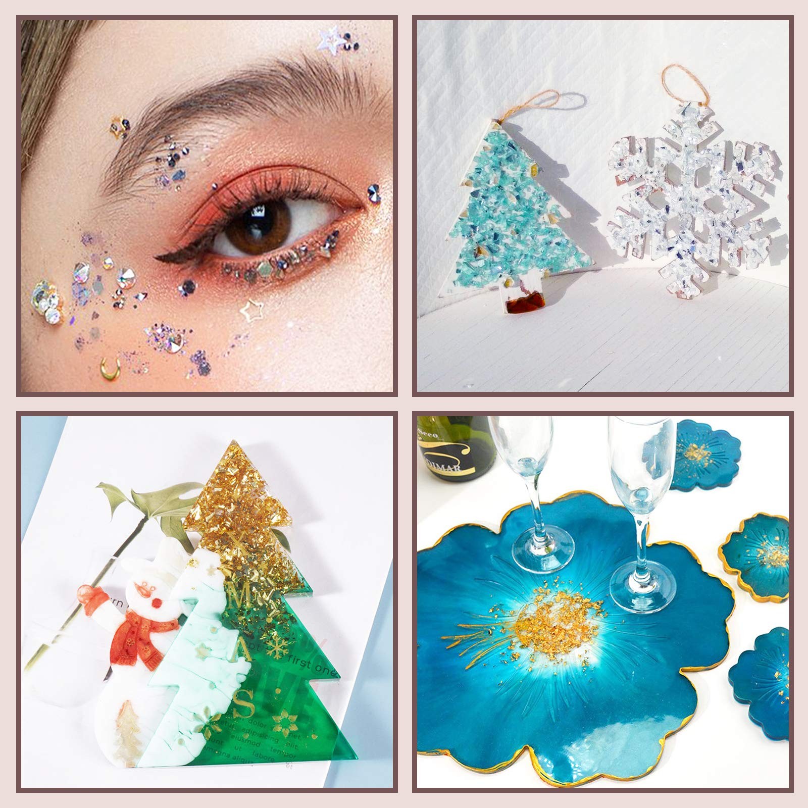 Crushed Glass Craft Glitter for Resin, Irregular Metallic Crystal Chips Sprin…