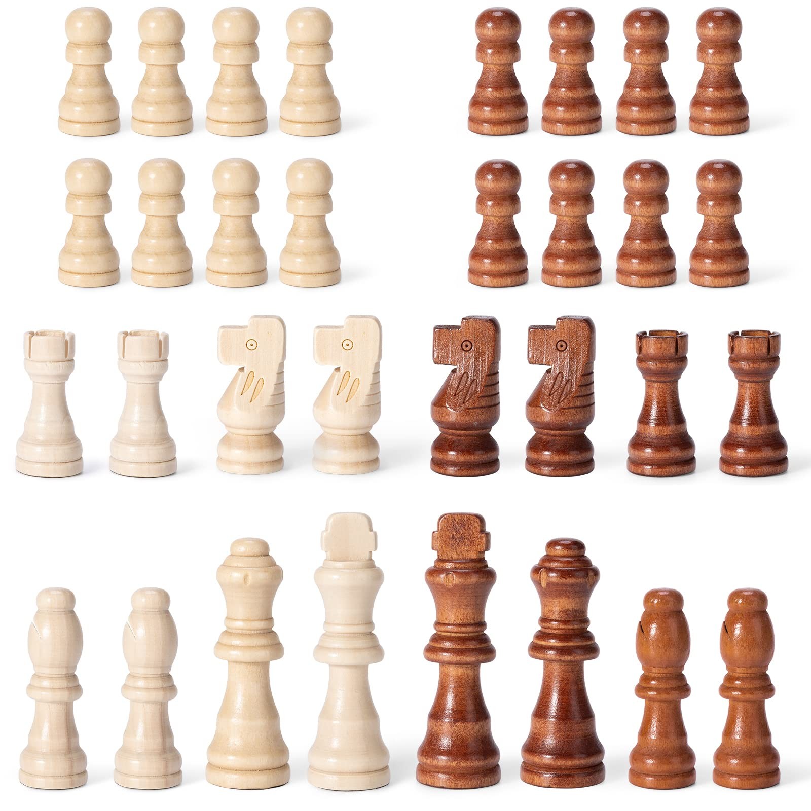 Wooden Chess Pieces Only, 32 Piece Tournament Staunton 3.15 inches, Brown