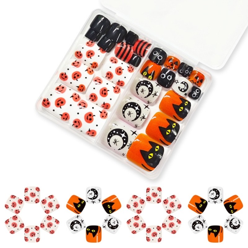 Pack Of 48 Long Wear Fake Nail Stickers Autumns Floral Theme No Damage To Nail