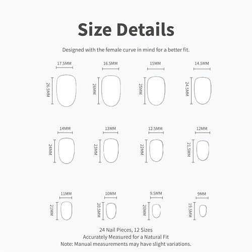 Press-On Nails – 24 Long Coffin Nails, 12 Sizes, Green White Brown Christmas