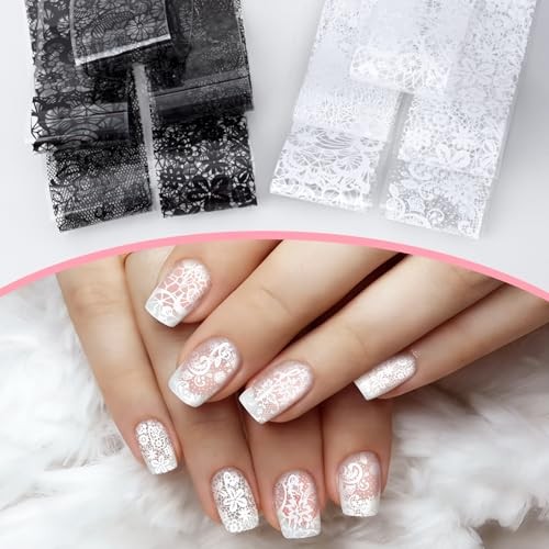 20 Rolls Lace Nail Foil Transfer Sheets, 2 Boxes Lace Nail Foil Stickers,