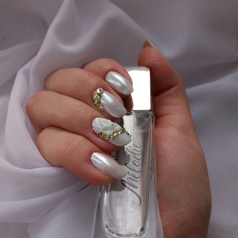 DIAMOND WHITE PEARL NAIL POWDER Mermaid Effect Mirror Shining Pigment Wedding UK