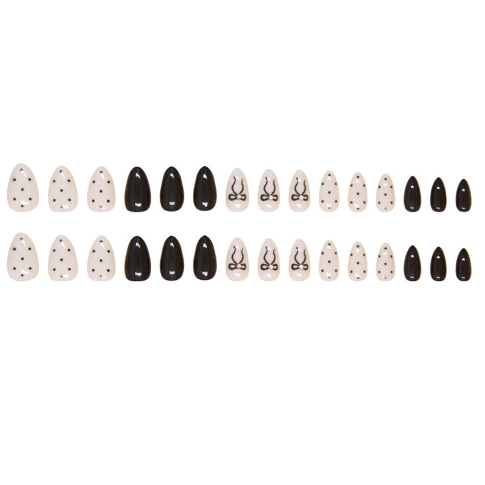 30Pcs Black Wave Point Press on Nails – Short 1 Fl Oz (Pack of 1), Color8