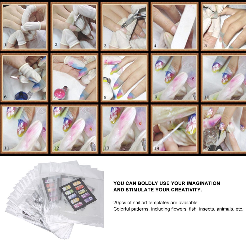 20pcs Nail Art Template Quality Material For Beginners Nail Art Easy To Use