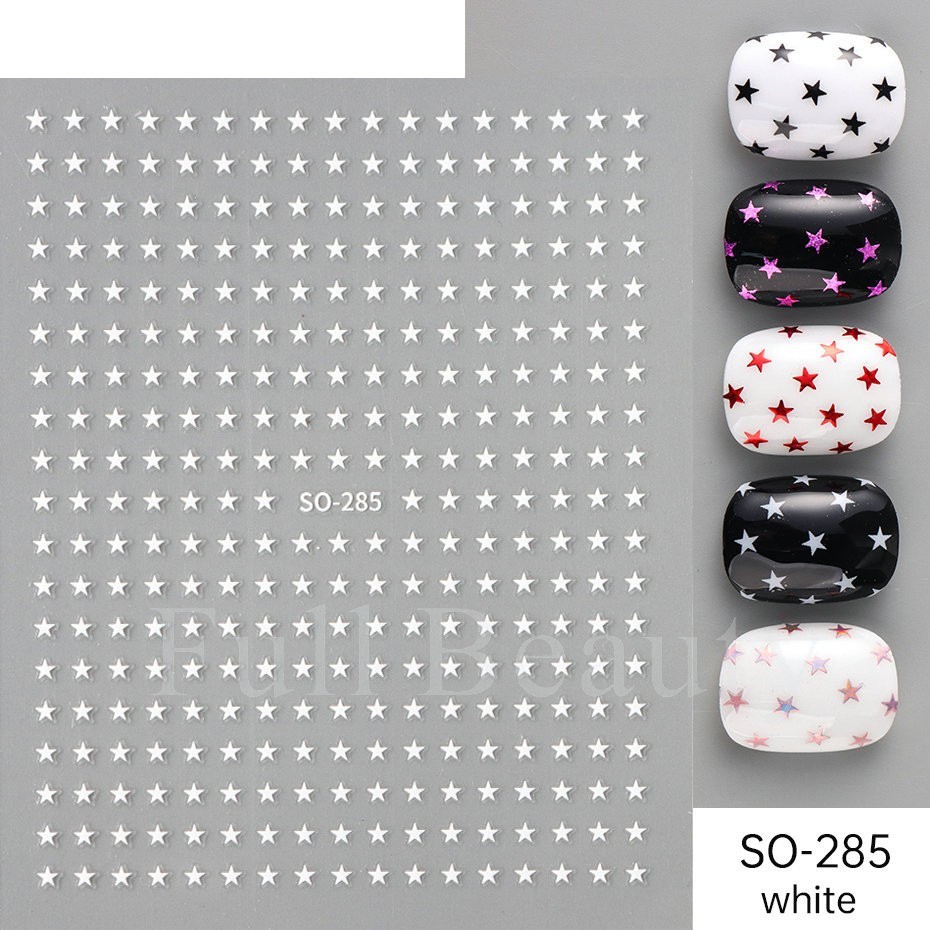 Stars Nail Art Stickers Decals 6 Sheets Supplies Self-Adhesive Peel SO285 NS53