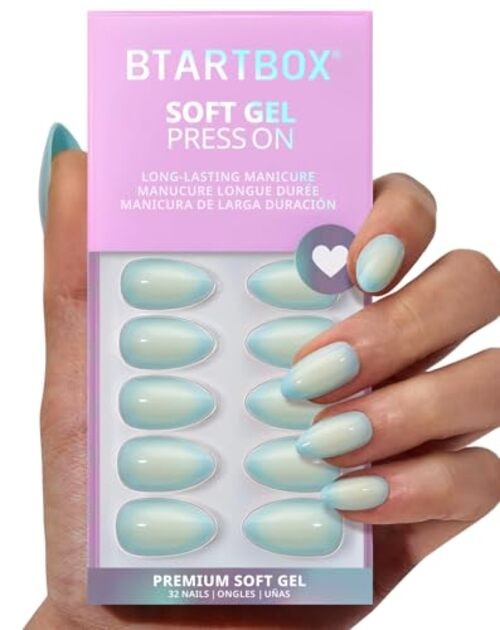 Press On Nails Short – Semester Glow – Easy-to-Apply Blue & A9-Semester Glow