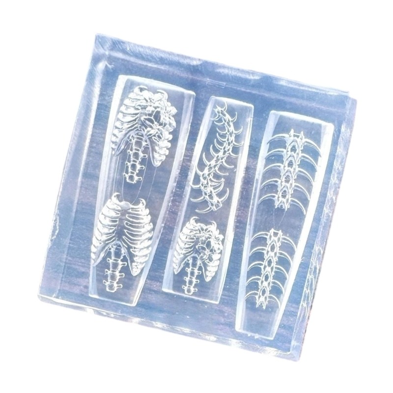 Stylish Silicone Nail Art Mold Ribs Spine Carving Templates for Nail Enthusiasts