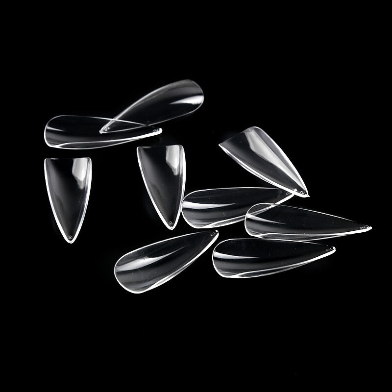 100 Pcs T Shaped / Water Drop Long Fake Nails Acrylic Artificial False Nail Tips