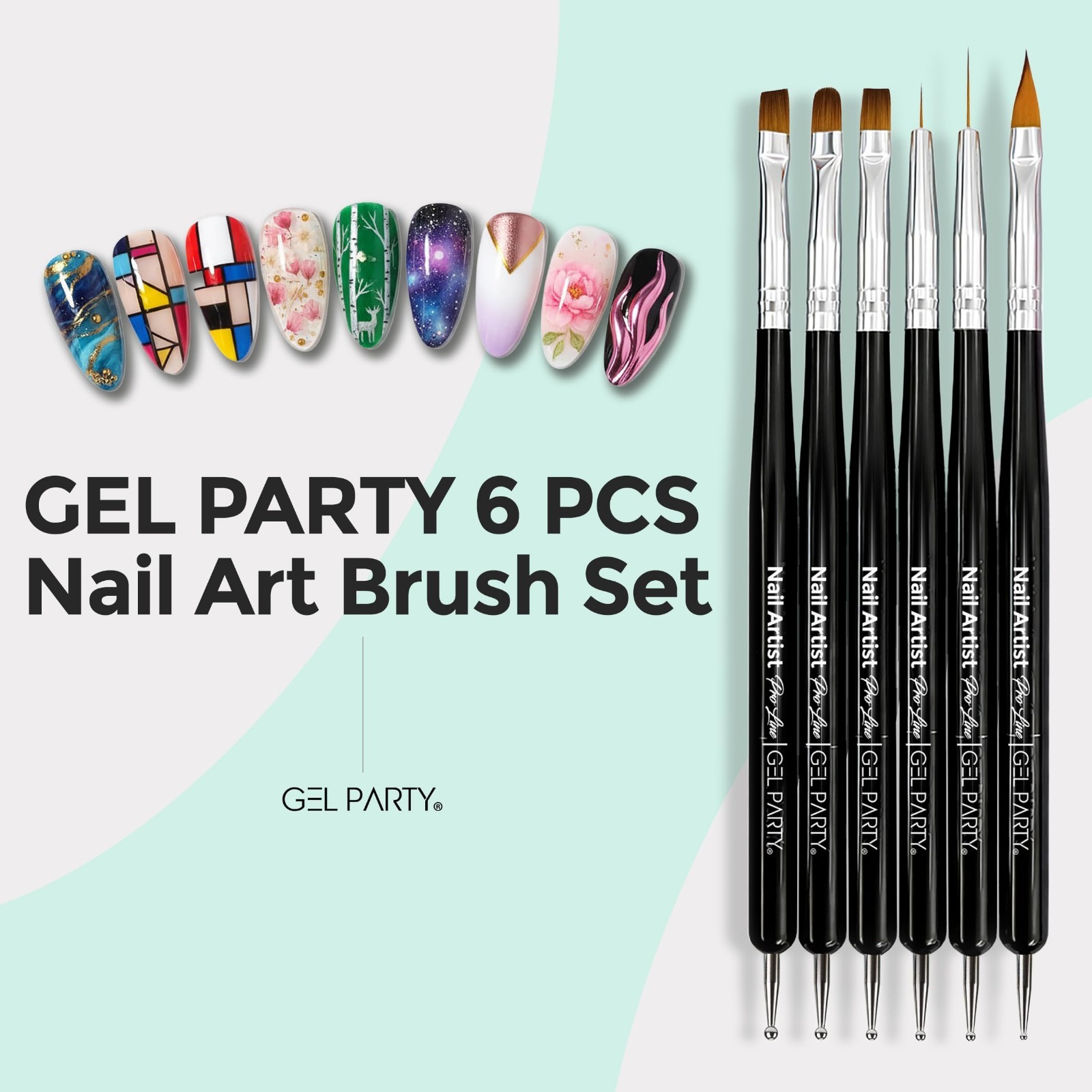 10 Pcs Dual-Ended Nail Art Brush Set – Gel, Dotting Pens, Palette & Tools for Sa