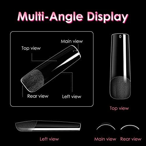 Long Straight Nails Tips,240PCS Full Cover 240PCS Half Matte 2XL Square Tips